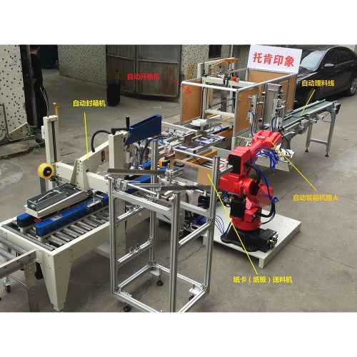 烏海自動開箱+機(jī)器人裝箱+自動封箱